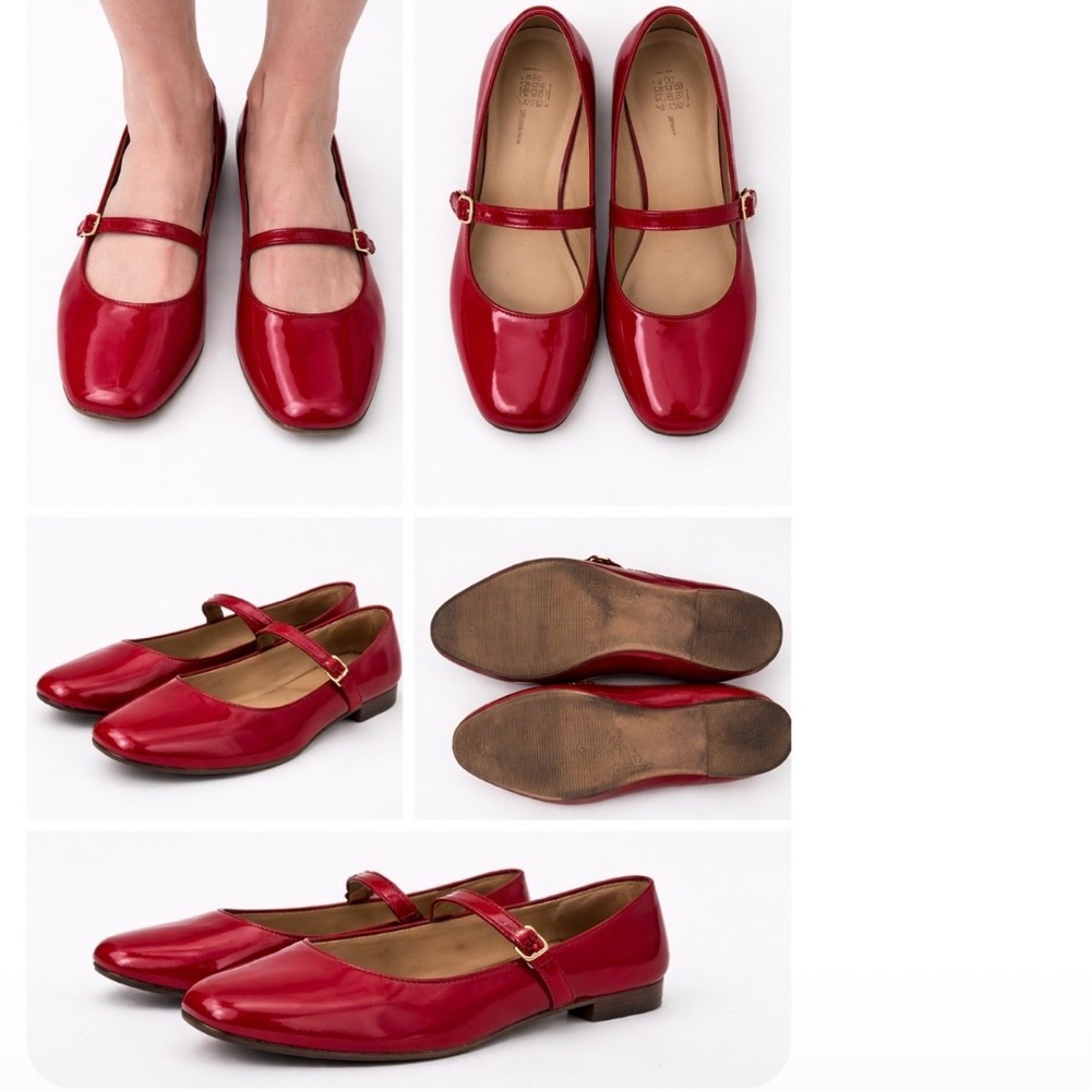 Time and Tru Red Patent Mary Jane Flats